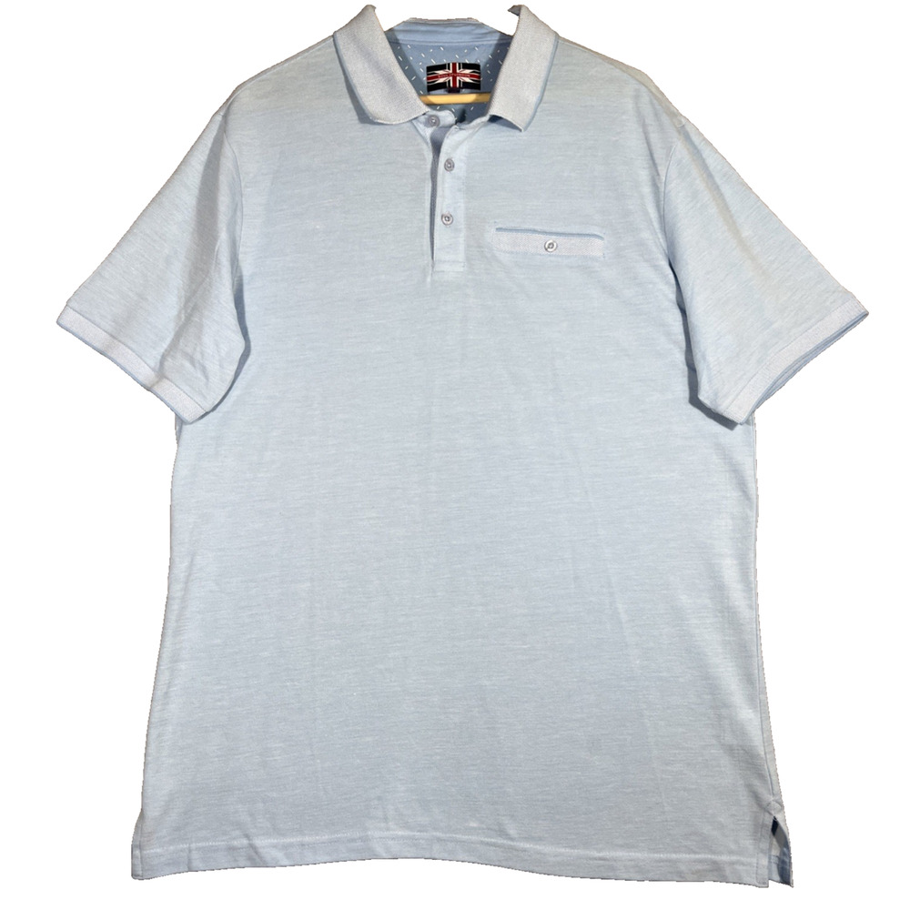 Soul of London Polo Shirt Men's 2XL Sky Blue One Pocket Golf Casual Office Rugby